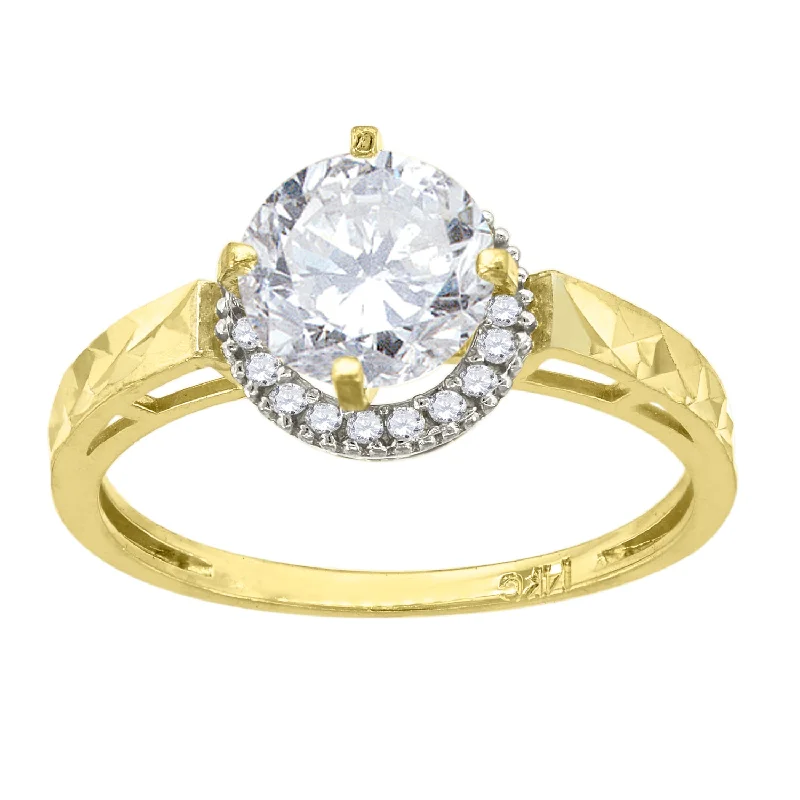 Men's Peridot Engagement Rings in 14K Gold - Filled Metal with a Micro - Pave SettingKeene Jewelers 14kt Gold Womens Two-tone CZ Diamond-cut Round Halo Center Wedding Engagement Band Ring Men's Peridot Engagement Rings in 14K Gold - Filled Metal with a Micro - Pave SettingKeene Jewelers 14kt Gold Womens Two-tone CZ Diamond-cut Round Halo Center Wedding Engagement Band Ring