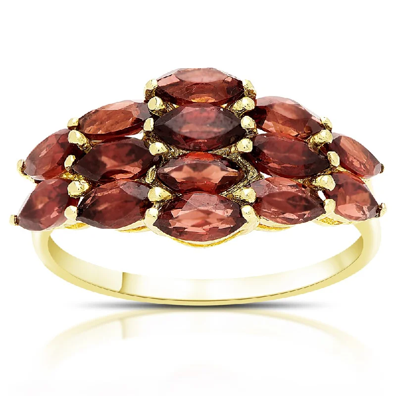 Agate Gemstone Rings in Sterling Silver with a Mosaic - Inspired Inlay for a Bohemian StyleDolce Giavonna Gold Over Sterling Silver Marquise Garnet Cluster Ring Agate Gemstone Rings in Sterling Silver with a Mosaic - Inspired Inlay for a Bohemian StyleDolce Giavonna Gold Over Sterling Silver Marquise Garnet Cluster Ring