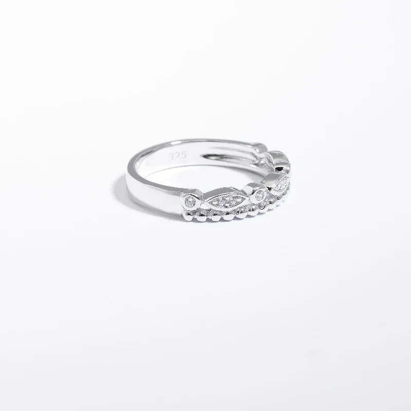 Two - Tone Gold and Silver Wedding Bands with a Twist Design for a Contemporary and Eye - Catching StyleSterling Silver Zirconia Double Row Fancy Ring