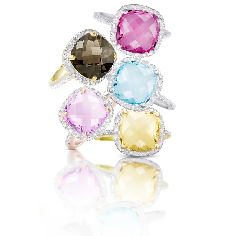 Tourmaline Gemstone Rings in 18K Two - Tone Gold with a Floral - Shaped Setting for a Feminine TouchDolce Giavonna Sterling Silver or Gold over Silver 1/10ct TDW Diamond and Gemstone Ring Tourmaline Gemstone Rings in 18K Two - Tone Gold with a Floral - Shaped Setting for a Feminine TouchDolce Giavonna Sterling Silver or Gold over Silver 1/10ct TDW Diamond and Gemstone Ring