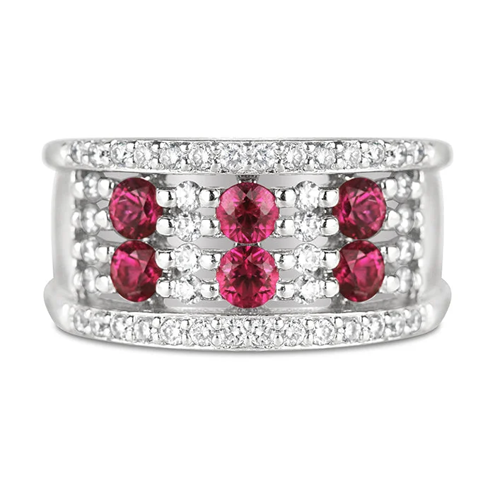 Adjustable - Fit Wedding Bands in Gold - Plated Metal for a Comfortable and Custom - Fitting OptionDiamond & Ruby Layer Ring Adjustable - Fit Wedding Bands in Gold - Plated Metal for a Comfortable and Custom - Fitting OptionDiamond & Ruby Layer Ring
