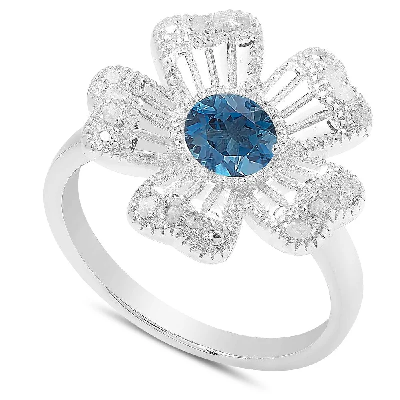 Opal Gemstone Rings in Rose Gold with a Milgrain Edge for a Feminine and Romantic StyleDolce Giavonna Sterling Silver London Blue Topaz and Diamond Accent Flower Ring Opal Gemstone Rings in Rose Gold with a Milgrain Edge for a Feminine and Romantic StyleDolce Giavonna Sterling Silver London Blue Topaz and Diamond Accent Flower Ring