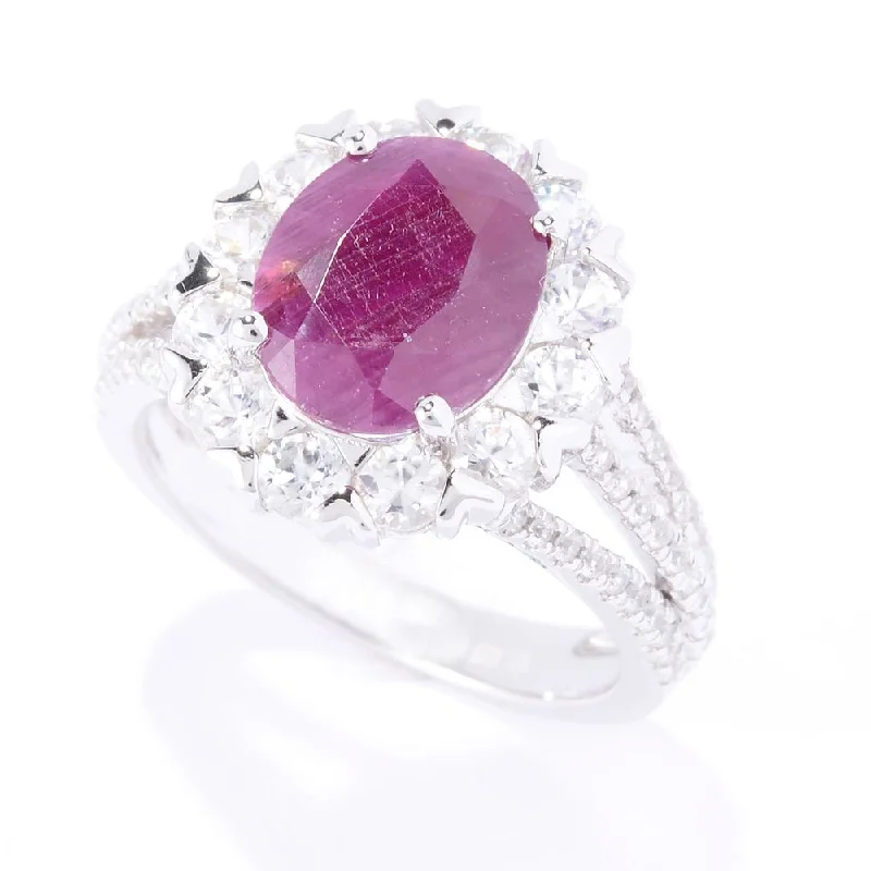 Amethyst Gemstone Rings in Sterling Silver with a Halo of Cubic Zirconia for a Budget - Friendly LuxurySterling Silver Oval Indian Ruby White Zircon Ring Amethyst Gemstone Rings in Sterling Silver with a Halo of Cubic Zirconia for a Budget - Friendly LuxurySterling Silver Oval Indian Ruby White Zircon Ring