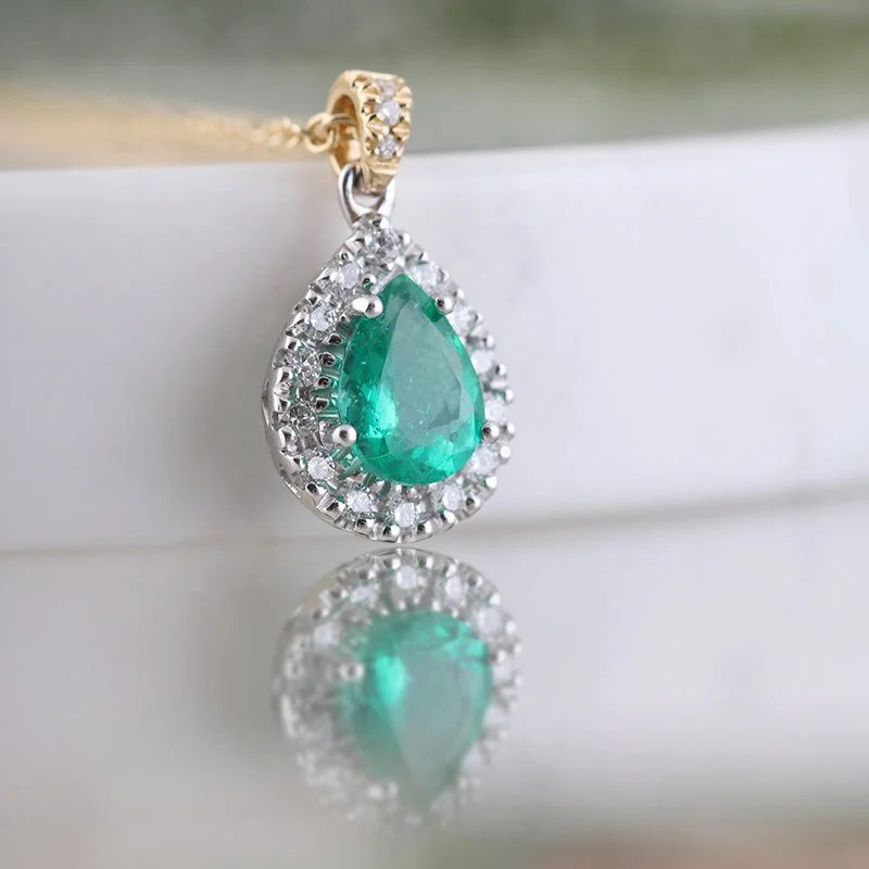 Pear Cut Emerald & Diamond Pendant