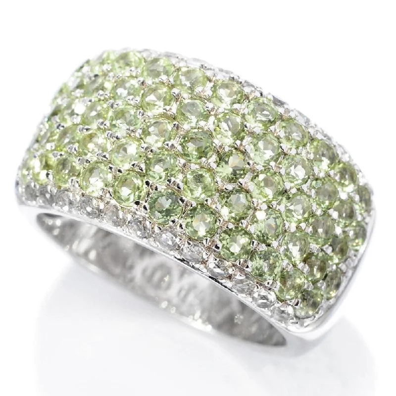 Emerald Gemstone Rings Set in Platinum with Filigree Work for a Vintage - Inspired LookSterling Silver Round 2.64ctw Peridot & White Topaz Wide Band Ring Emerald Gemstone Rings Set in Platinum with Filigree Work for a Vintage - Inspired LookSterling Silver Round 2.64ctw Peridot & White Topaz Wide Band Ring