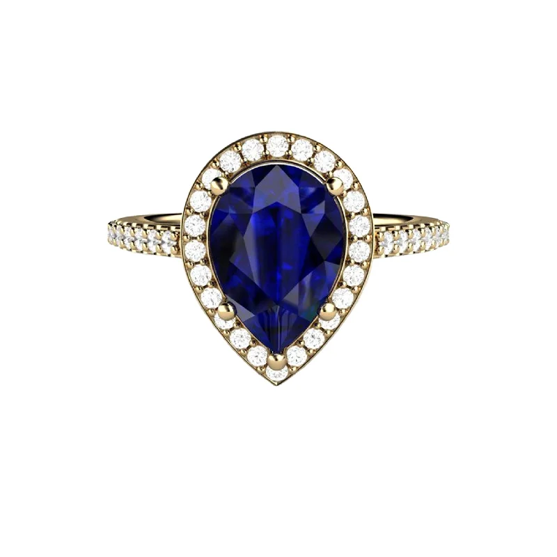 Men's Tanzanite Engagement Rings in Palladium with a Three - Stone ArrangementLarge Pear Cut Blue Sapphire Engagement Ring Pave Diamond Halo Men's Tanzanite Engagement Rings in Palladium with a Three - Stone ArrangementLarge Pear Cut Blue Sapphire Engagement Ring Pave Diamond Halo