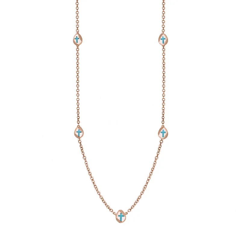chain necklaces for men's fashion9ct Rose Gold Turquoise Cross Link Disc Chain Necklace chain necklaces for men's fashion9ct Rose Gold Turquoise Cross Link Disc Chain Necklace