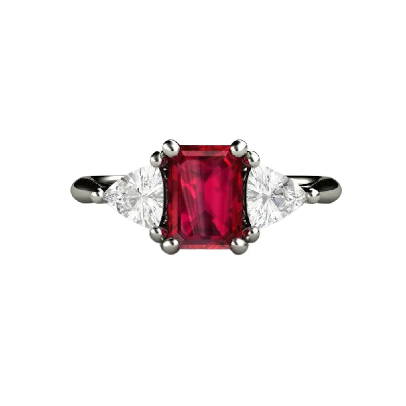 Men's Sapphire Engagement Rings in 18K White Gold with Pave Diamond AccentsNatural Ruby Engagement Ring Emerald Cut 3 Stone with Diamond Trillions Men's Sapphire Engagement Rings in 18K White Gold with Pave Diamond AccentsNatural Ruby Engagement Ring Emerald Cut 3 Stone with Diamond Trillions