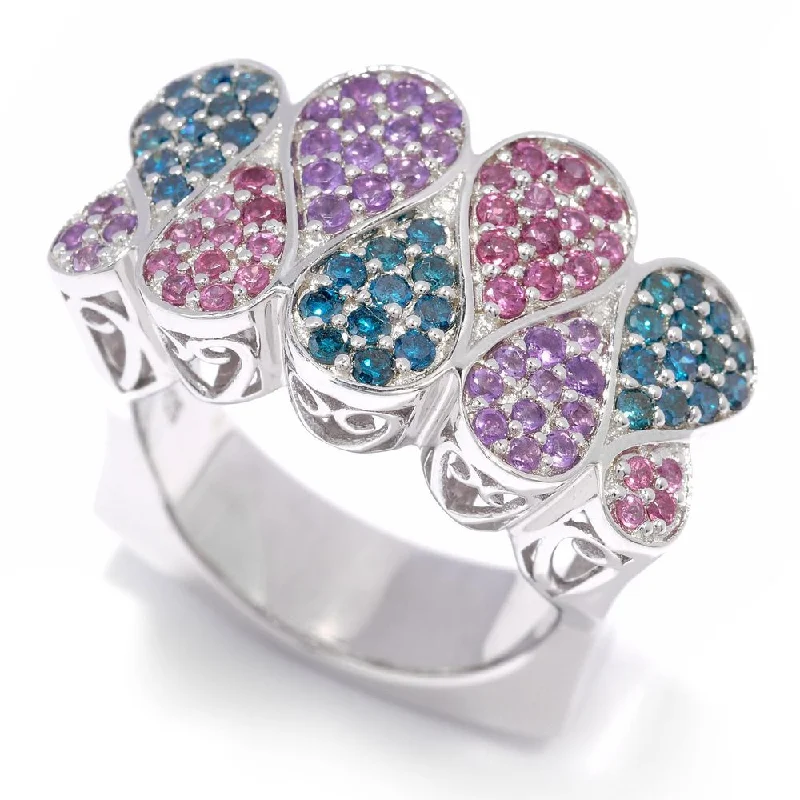 Moonstone Gemstone Rings in Silver - Plated Copper with a Celtic - Inspired Pattern for a Mystical VibeSterling Silver 1/2ct TDW Blue Diamond, Amethyst and Rhodolite Ring Moonstone Gemstone Rings in Silver - Plated Copper with a Celtic - Inspired Pattern for a Mystical VibeSterling Silver 1/2ct TDW Blue Diamond, Amethyst and Rhodolite Ring