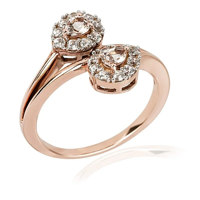Peridot Gemstone Rings in 14K Gold - Filled Metal with a Pave - Set Band for a Sparkling Look925 Sterling Silver Morganite And White Natural Zircon Bypass Ring Peridot Gemstone Rings in 14K Gold - Filled Metal with a Pave - Set Band for a Sparkling Look925 Sterling Silver Morganite And White Natural Zircon Bypass Ring