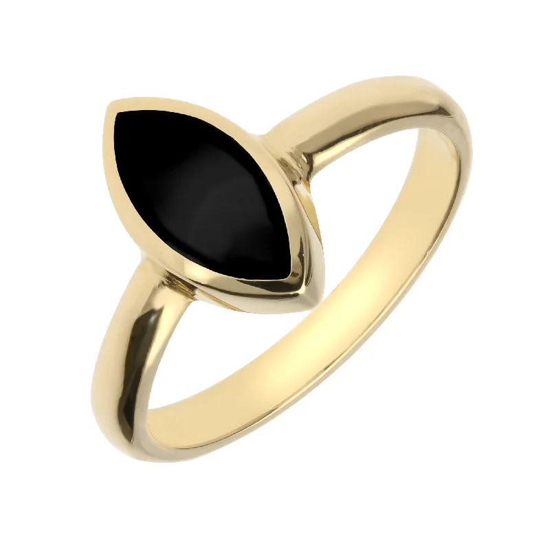 Emerald - Cut Gemstone Wedding Bands in 18K Gold for a Luxurious and Statement - Making Piece9ct Yellow Gold Whitby Jet Marquise Ring