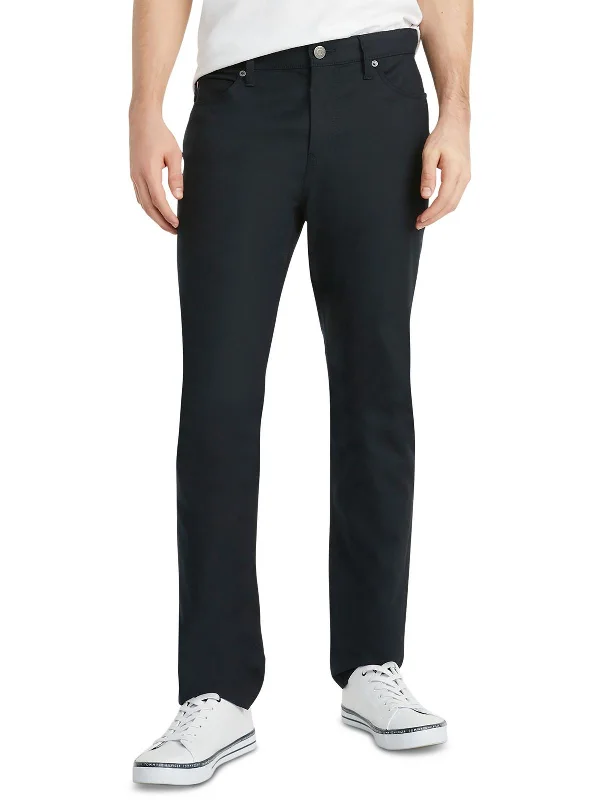 Mens Mid-Rise Stretch Straight Leg Pants