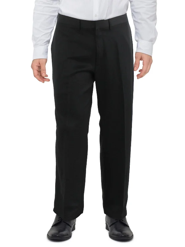 Mens Straight Fit Flat Front Dress Pants