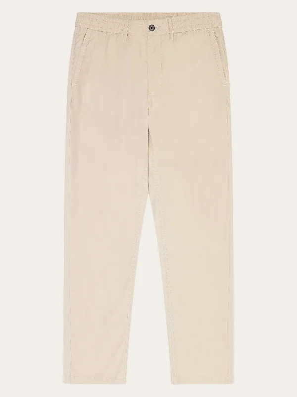 TIM tapered poplin elastic waist string pants - GOTS/Vegan - Light feather gray