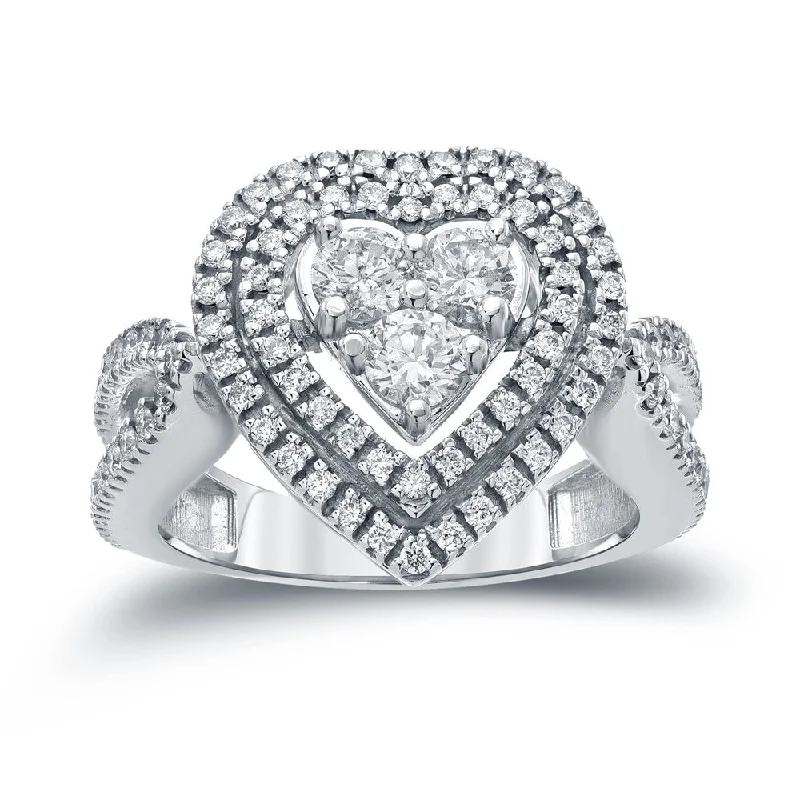 Classic Round Cut Engagement Rings with Platinum Prongs and Halo Setting for Timeless Elegance14k Gold 1 1/6ct TDW Round Diamond Halo Engagement Ring by Auriya Classic Round Cut Engagement Rings with Platinum Prongs and Halo Setting for Timeless Elegance14k Gold 1 1/6ct TDW Round Diamond Halo Engagement Ring by Auriya