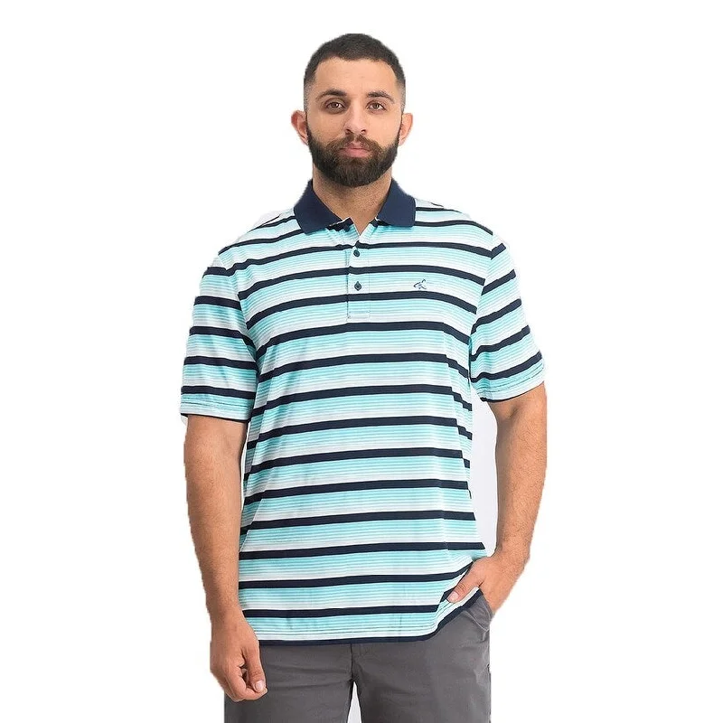 Attack Life by Greg Norman Men's Roadmap Stripe Polo Shirt Blue Sizew 2 Extra Large