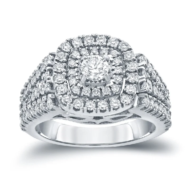 Pear - Shaped Engagement Rings in Yellow Gold with a Diamond - Encrusted BandAuriya 1 1/4ct TDW Round Diamond Halo Engagement Ring 14k Gold Pear - Shaped Engagement Rings in Yellow Gold with a Diamond - Encrusted BandAuriya 1 1/4ct TDW Round Diamond Halo Engagement Ring 14k Gold