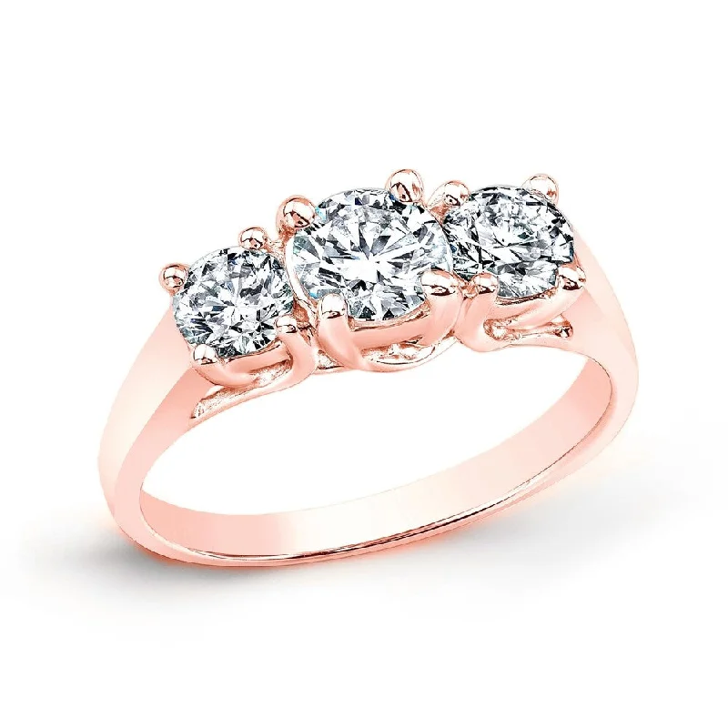 Three - Stone Engagement Rings Symbolizing Love's Past, Present, and Future with Asscher - Cut DiamondsAuriya 1 carat TW Round 3 Stone Diamond Engagement Ring 14K Rose Gold Three - Stone Engagement Rings Symbolizing Love's Past, Present, and Future with Asscher - Cut DiamondsAuriya 1 carat TW Round 3 Stone Diamond Engagement Ring 14K Rose Gold