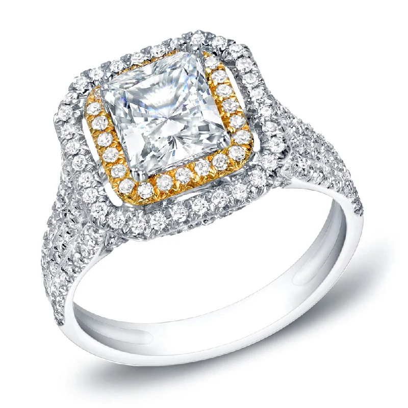 Solitaire Engagement Rings with a High - Clarity Round Diamond and Tapered BandAuriya 14k Gold 1 1/2ct TDW Certified Princess-Cut Diamond Engagement Ring Solitaire Engagement Rings with a High - Clarity Round Diamond and Tapered BandAuriya 14k Gold 1 1/2ct TDW Certified Princess-Cut Diamond Engagement Ring