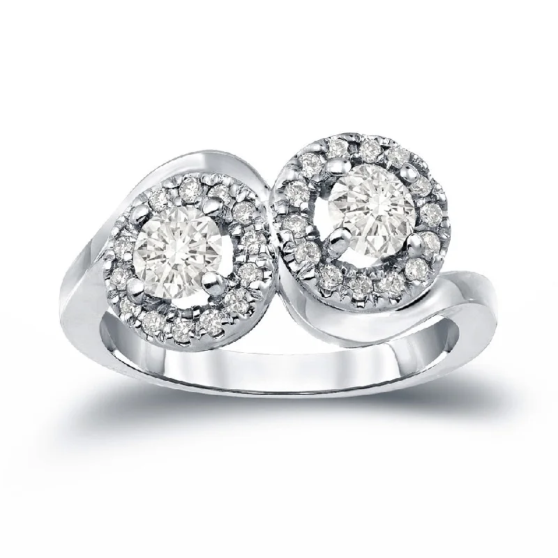 Cushion - Cut Halo Engagement Rings with a Platinum Band and Micro - Pave DetailsAuriya 14k Gold 1 1/4ct TDW Round 2-Stone Diamond Halo Engagement Ring Cushion - Cut Halo Engagement Rings with a Platinum Band and Micro - Pave DetailsAuriya 14k Gold 1 1/4ct TDW Round 2-Stone Diamond Halo Engagement Ring
