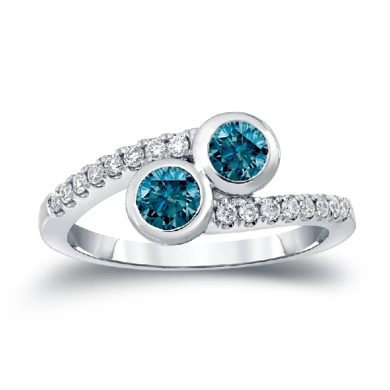 Oval Cut Engagement Rings in Palladium with a Hidden Halo for a Surprise SparkleAuriya 14k Gold 1ct TDW Round 2-Stone Blue Diamond Engagement Ring Oval Cut Engagement Rings in Palladium with a Hidden Halo for a Surprise SparkleAuriya 14k Gold 1ct TDW Round 2-Stone Blue Diamond Engagement Ring