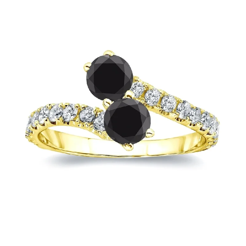 Vintage Cluster Engagement Rings with Antique - Cut Diamonds and Silver FiligreeAuriya 14k Gold 2 carat TW 2-Stone Black Diamond Engagement Ring Vintage Cluster Engagement Rings with Antique - Cut Diamonds and Silver FiligreeAuriya 14k Gold 2 carat TW 2-Stone Black Diamond Engagement Ring