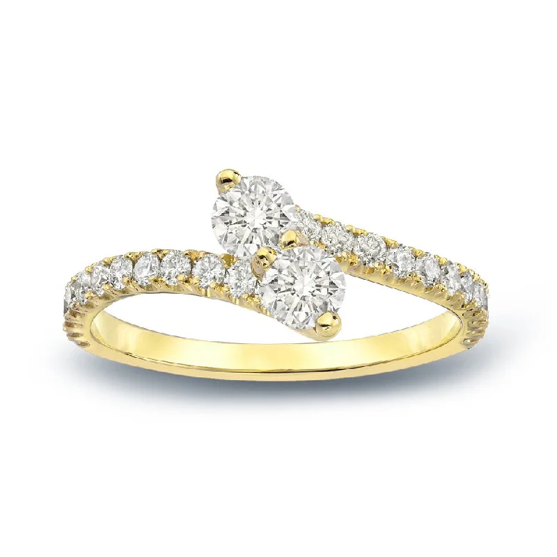 Solitaire Engagement Rings with a High - Clarity Round Diamond and Tapered BandAuriya 14k Gold 3/4ct TDW Round 2-Stone Diamond Engagement Ring Solitaire Engagement Rings with a High - Clarity Round Diamond and Tapered BandAuriya 14k Gold 3/4ct TDW Round 2-Stone Diamond Engagement Ring