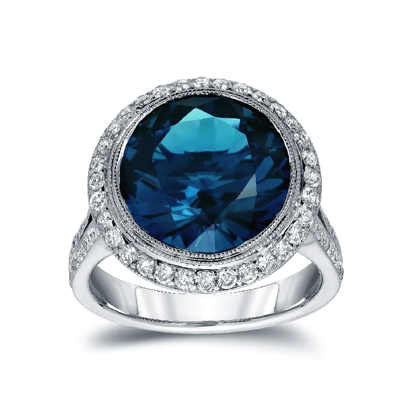 Art Deco Engagement Rings with Geometric Patterns and Baguette - Cut Diamond AccentsAuriya 14k Gold 6 3/4ctw Halo Blue Diamond Engagement Ring Art Deco Engagement Rings with Geometric Patterns and Baguette - Cut Diamond AccentsAuriya 14k Gold 6 3/4ctw Halo Blue Diamond Engagement Ring