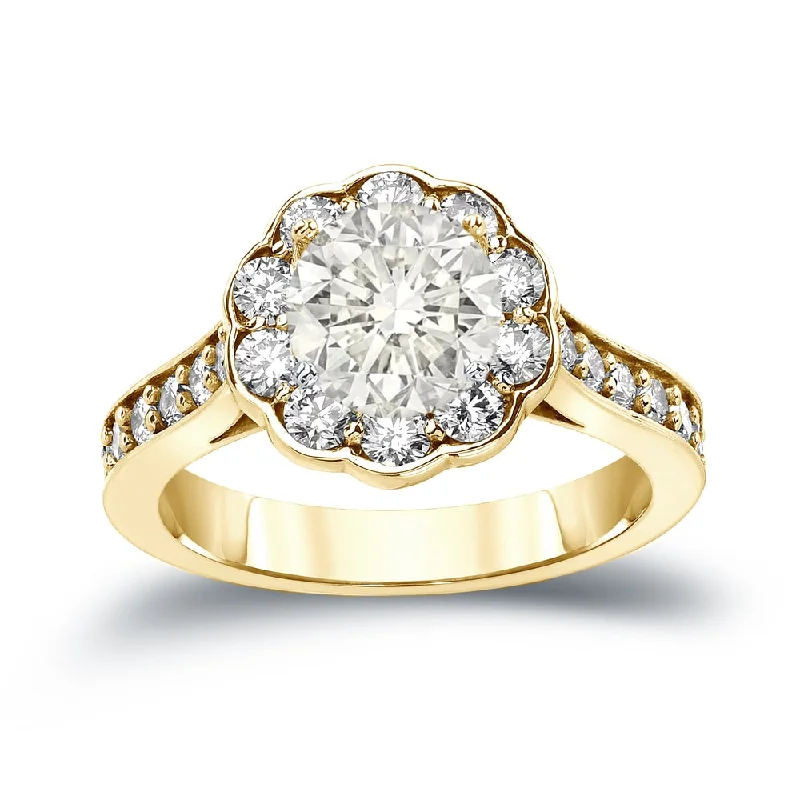 Classic Round Cut Engagement Rings with Platinum Prongs and Halo Setting for Timeless EleganceAuriya 14k Gold Round 1 3/4ct TDW Certified Diamond Halo Engagement Ring Classic Round Cut Engagement Rings with Platinum Prongs and Halo Setting for Timeless EleganceAuriya 14k Gold Round 1 3/4ct TDW Certified Diamond Halo Engagement Ring