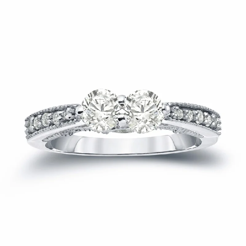 Halo Engagement Rings with a Cushion - Cut Center Diamond and Rose Gold BandAuriya 14k Gold Vintage 1ct TDW 2-Stone Diamond Engagement Ring Halo Engagement Rings with a Cushion - Cut Center Diamond and Rose Gold BandAuriya 14k Gold Vintage 1ct TDW 2-Stone Diamond Engagement Ring