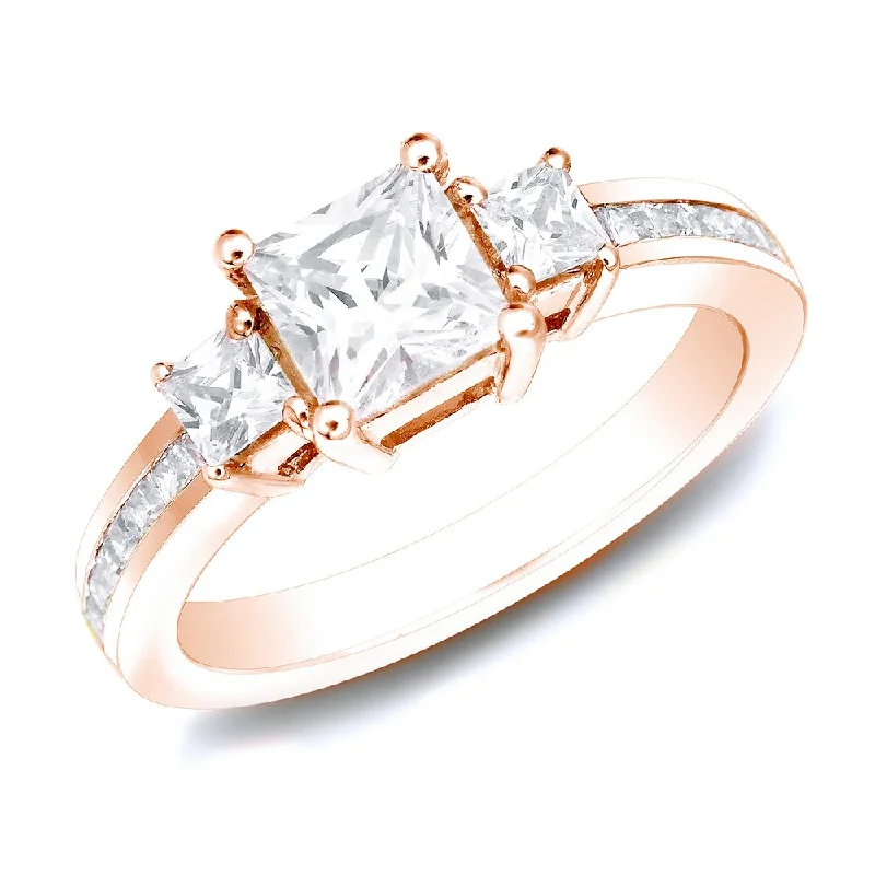 Vintage Cluster Engagement Rings with Antique - Cut Diamonds and Silver FiligreeAuriya 14k Rose Gold 1 1/2ctw Princess-cut 3-Stone Diamond Engagement Ring Vintage Cluster Engagement Rings with Antique - Cut Diamonds and Silver FiligreeAuriya 14k Rose Gold 1 1/2ctw Princess-cut 3-Stone Diamond Engagement Ring