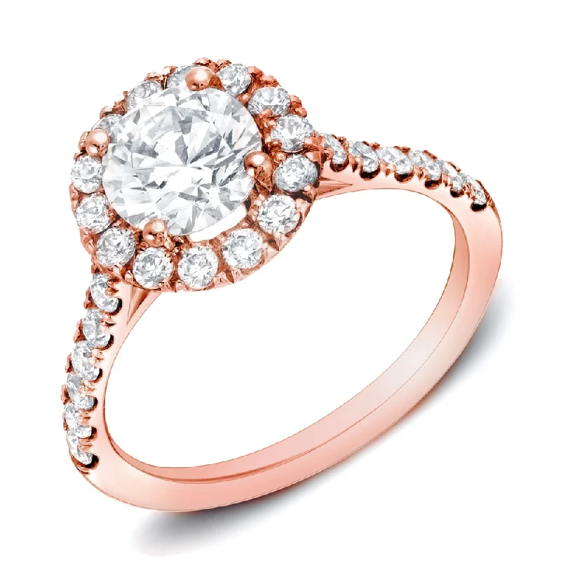 Cushion - Cut Halo Engagement Rings with a Platinum Band and Micro - Pave DetailsAuriya 14k Rose Gold 1 1/2ctw Round Halo Diamond Engagement Ring Certified Cushion - Cut Halo Engagement Rings with a Platinum Band and Micro - Pave DetailsAuriya 14k Rose Gold 1 1/2ctw Round Halo Diamond Engagement Ring Certified