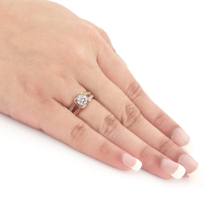 Cluster Engagement Rings with Multiple Small Diamonds Arranged in a Stunning DesignAuriya 14k Rose Gold 1 1/4ctw Modern Halo Diamond Engagement Ring Cluster Engagement Rings with Multiple Small Diamonds Arranged in a Stunning DesignAuriya 14k Rose Gold 1 1/4ctw Modern Halo Diamond Engagement Ring