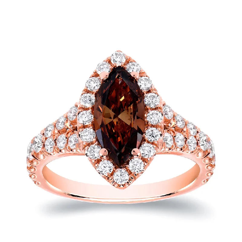 Pear - Shaped Engagement Rings in Yellow Gold with a Diamond - Encrusted BandAuriya 18k Rose Gold 1 7/8ct TDW Natural Fancy Brown Marquise Diamond Engagement Ring (SI1-SI2) Pear - Shaped Engagement Rings in Yellow Gold with a Diamond - Encrusted BandAuriya 18k Rose Gold 1 7/8ct TDW Natural Fancy Brown Marquise Diamond Engagement Ring (SI1-SI2)