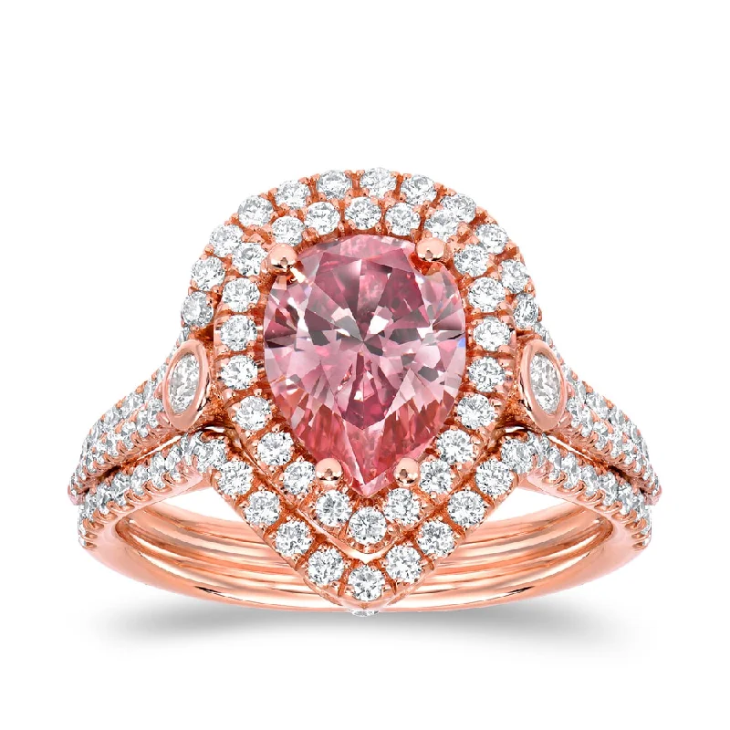 Solitaire Engagement Rings with a High - Clarity Round Diamond and Tapered BandAuriya 18k Rose Gold 2 3/5ctw Fancy Pink Diamond Pear Halo Ring (VS1-VS2) Solitaire Engagement Rings with a High - Clarity Round Diamond and Tapered BandAuriya 18k Rose Gold 2 3/5ctw Fancy Pink Diamond Pear Halo Ring (VS1-VS2)
