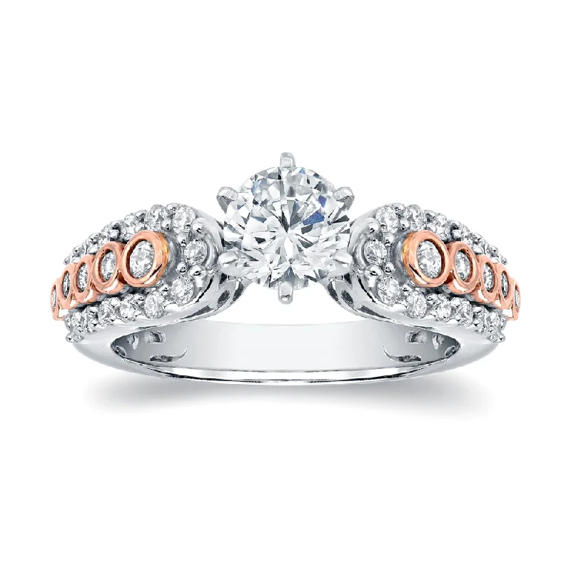 Emerald Cut Engagement Rings with Platinum Gallery and Split Shank DesignAuriya Modern 1 1/2ct TDW Round Diamond Engagement Ring 14k Two-Tone Rose Gold Emerald Cut Engagement Rings with Platinum Gallery and Split Shank DesignAuriya Modern 1 1/2ct TDW Round Diamond Engagement Ring 14k Two-Tone Rose Gold