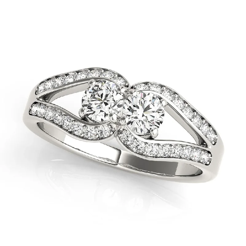 Marquise Cut Engagement Rings with a Channel - Set Diamond BandAuriya Modern Split 2-Stone Diamond Engagement Ring 3/4ct TDW 14K White Gold Marquise Cut Engagement Rings with a Channel - Set Diamond BandAuriya Modern Split 2-Stone Diamond Engagement Ring 3/4ct TDW 14K White Gold