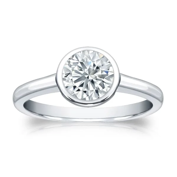 Cushion - Cut Halo Engagement Rings with a Platinum Band and Micro - Pave DetailsAuriya Platinum GIA Certified 0.75ct. TDW Solitaire Bezel Set Diamond Engagement Ring Cushion - Cut Halo Engagement Rings with a Platinum Band and Micro - Pave DetailsAuriya Platinum GIA Certified 0.75ct. TDW Solitaire Bezel Set Diamond Engagement Ring