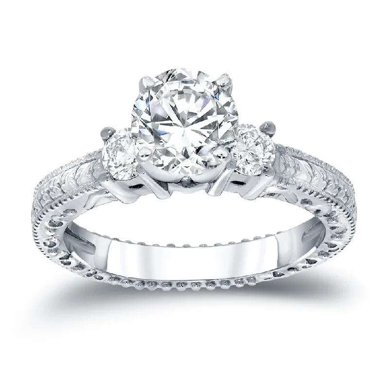 Three - Stone Engagement Rings Symbolizing Love's Past, Present, and Future with Asscher - Cut DiamondsAuriya Vintage Inspired 3/4ctw Round 3-Stone Diamond Engagement Ring 14k White Gold Three - Stone Engagement Rings Symbolizing Love's Past, Present, and Future with Asscher - Cut DiamondsAuriya Vintage Inspired 3/4ctw Round 3-Stone Diamond Engagement Ring 14k White Gold