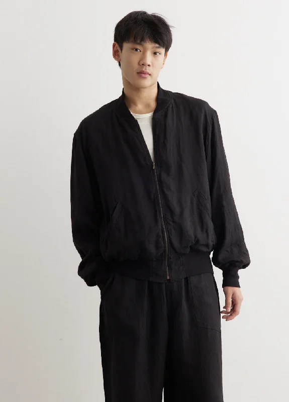 Linen Double Cloth Zip Blouson