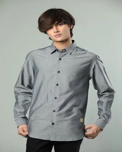 SELF TEXTUTRE BUTTON DOWN CASUAL SHIRT