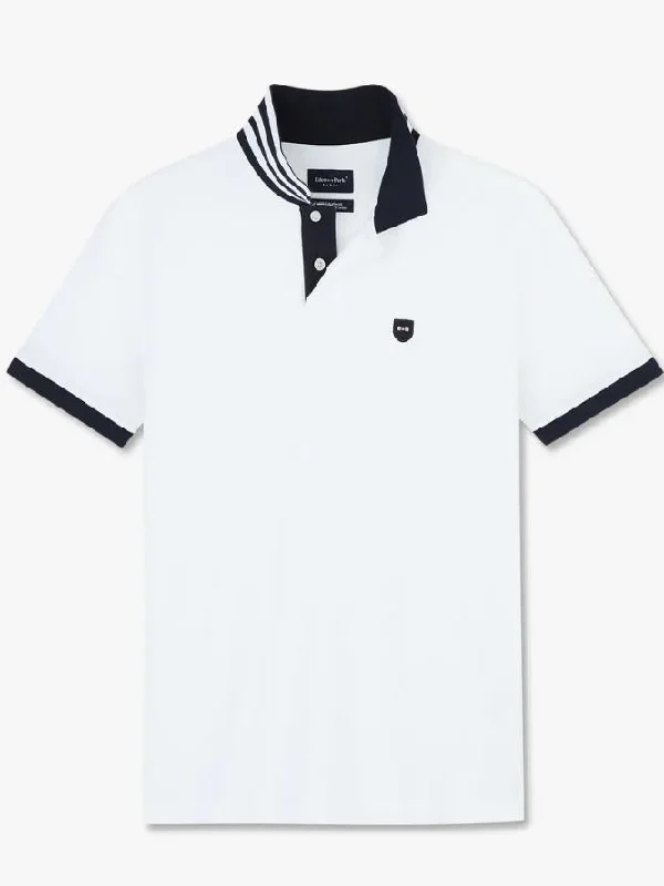 WHITE POLO WITH NAVY TRIM