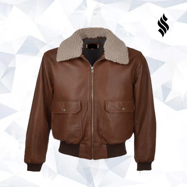 Aviator Fur Collar Brown Leather Jacket