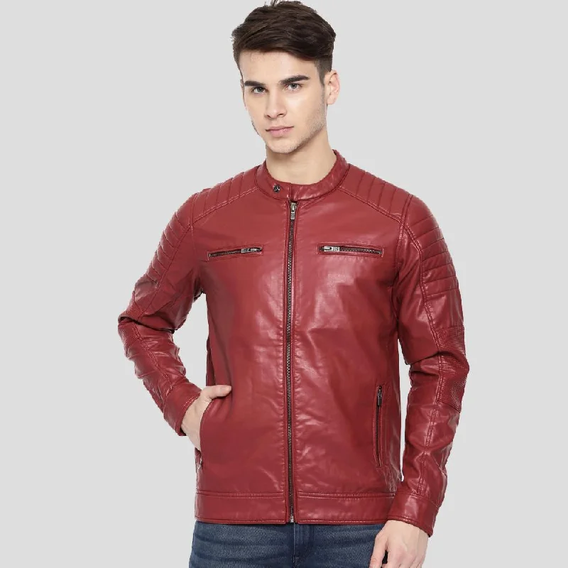 Cooper Red Quilted Leather Jacket