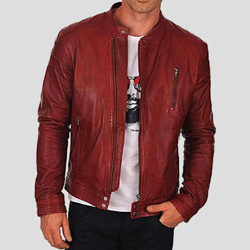 Dominic Red Racer Leather Jacket