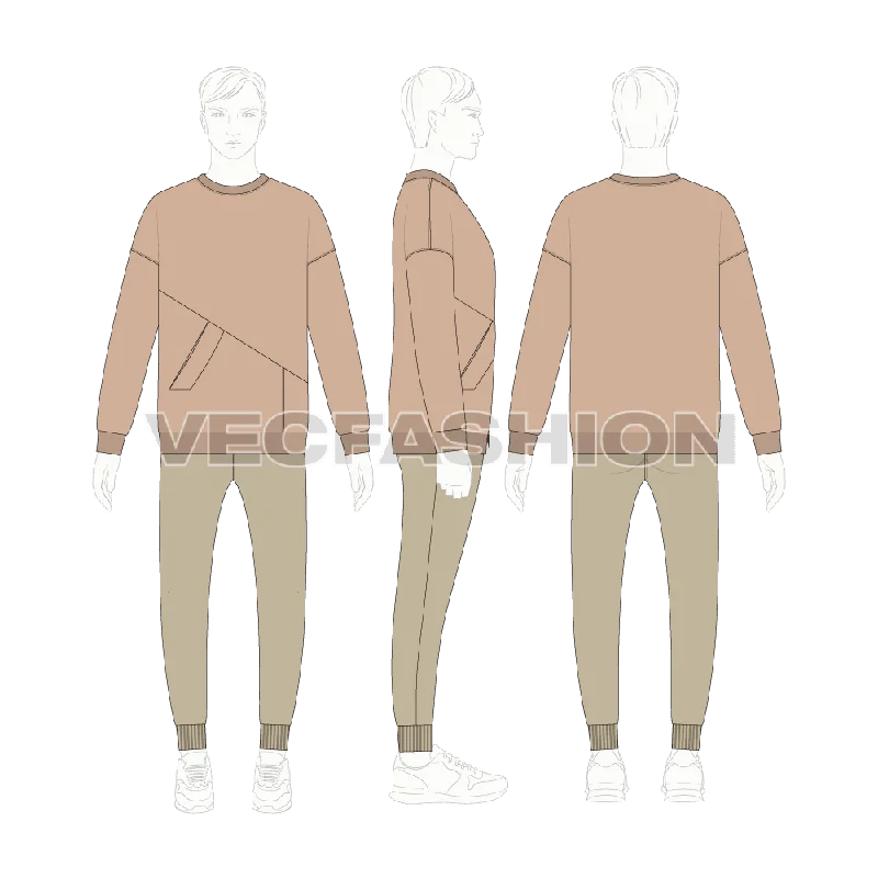 Men Oversized Sweater Flat Sketch