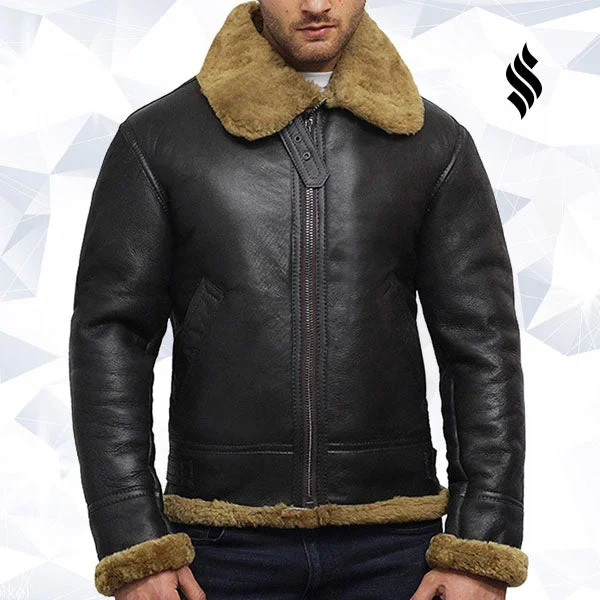 Men's Aviator B3 World War2 Real Shearling Sheepskin Flying Jacket