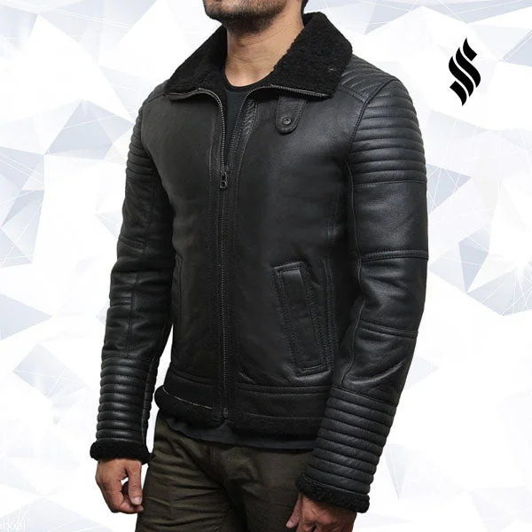 Men's Black Sheepskin Flying Jacket