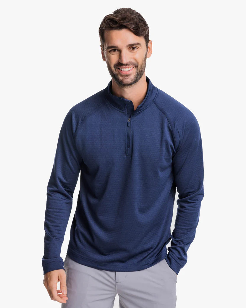 Southern Tide Men's Scuttle Heather Performance Quarter Zip - Heather True Navy