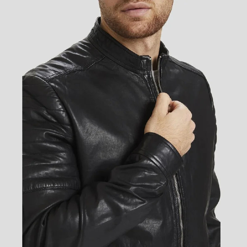 Troy Black Racer Leather Jacket